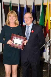 "Muffie" Guthrie accepted the 2013 Jump Canada Volunteer of the Year award from Jump Canada Chair John Taylor. Photo by Michelle C. Dunn. 