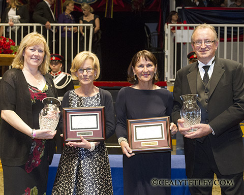 The Watermark Group was named the Jump Canada Owner of the Year for 2014.  Watermark Group members Karen Hendry-Ouellette, Manager Jumping; Jennifer Rogers and Deborah Roy pose for a photo with John Taylor, Chair of Jump Canada. Photo by Cealy Tetley. 