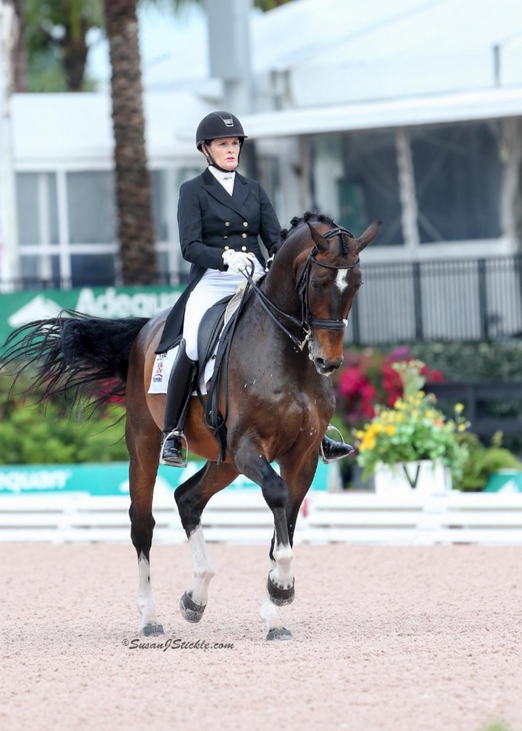 Ashley Holzer closed out the 2016 Adequan Global Dressage Festival in Wellington, FL on a high note, winning the FEI Grand Prix Freestyle on April 2 after earning an impressive score of 75.600% aboard her 2012 London Olympics partner, Breaking Dawn. Photo by Susan J. Stickle.